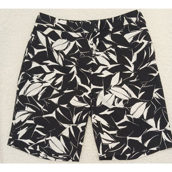 Mario Sarrani Stretch Shorts S 2 Itay Designer BLACK WHITE Floral Tropical Beach - Picture 1 of 10